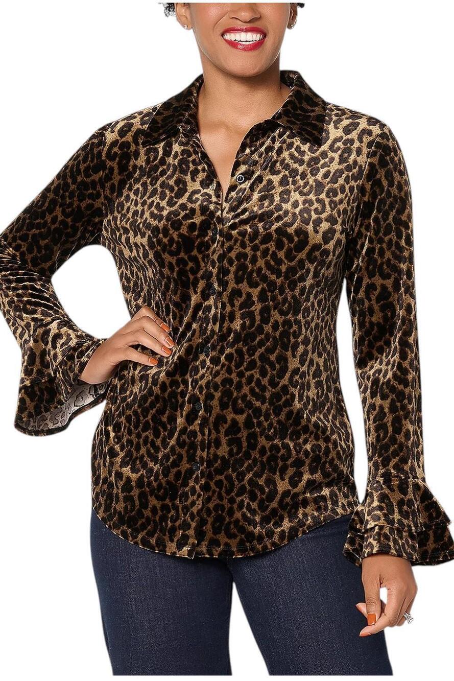 Dennis Basso Women's Velvet Button Front Shirt Neutral - Regular